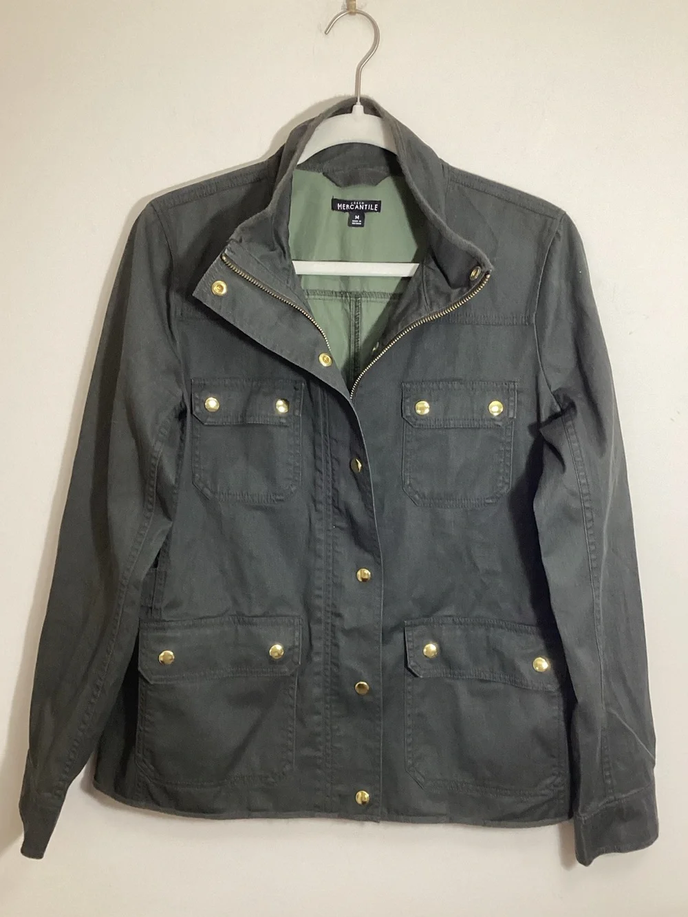 J. Crew Utility Field Jacket M Cotton Canvas Green oversized NWOT